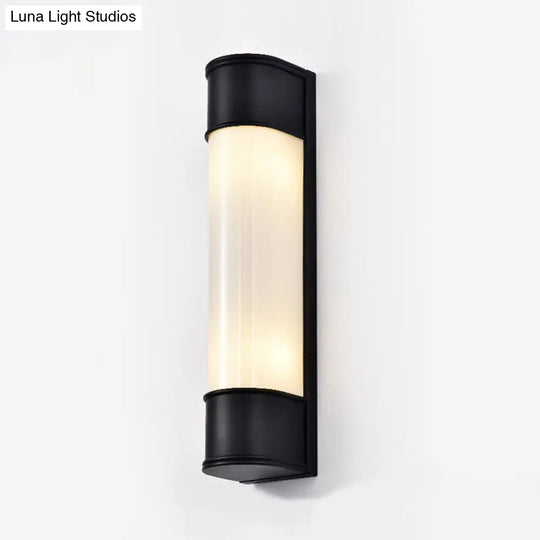 Modern Opal Glass Tubular Wall Light With 2 Heads - Black/White/Gold Sconce For Bedroom