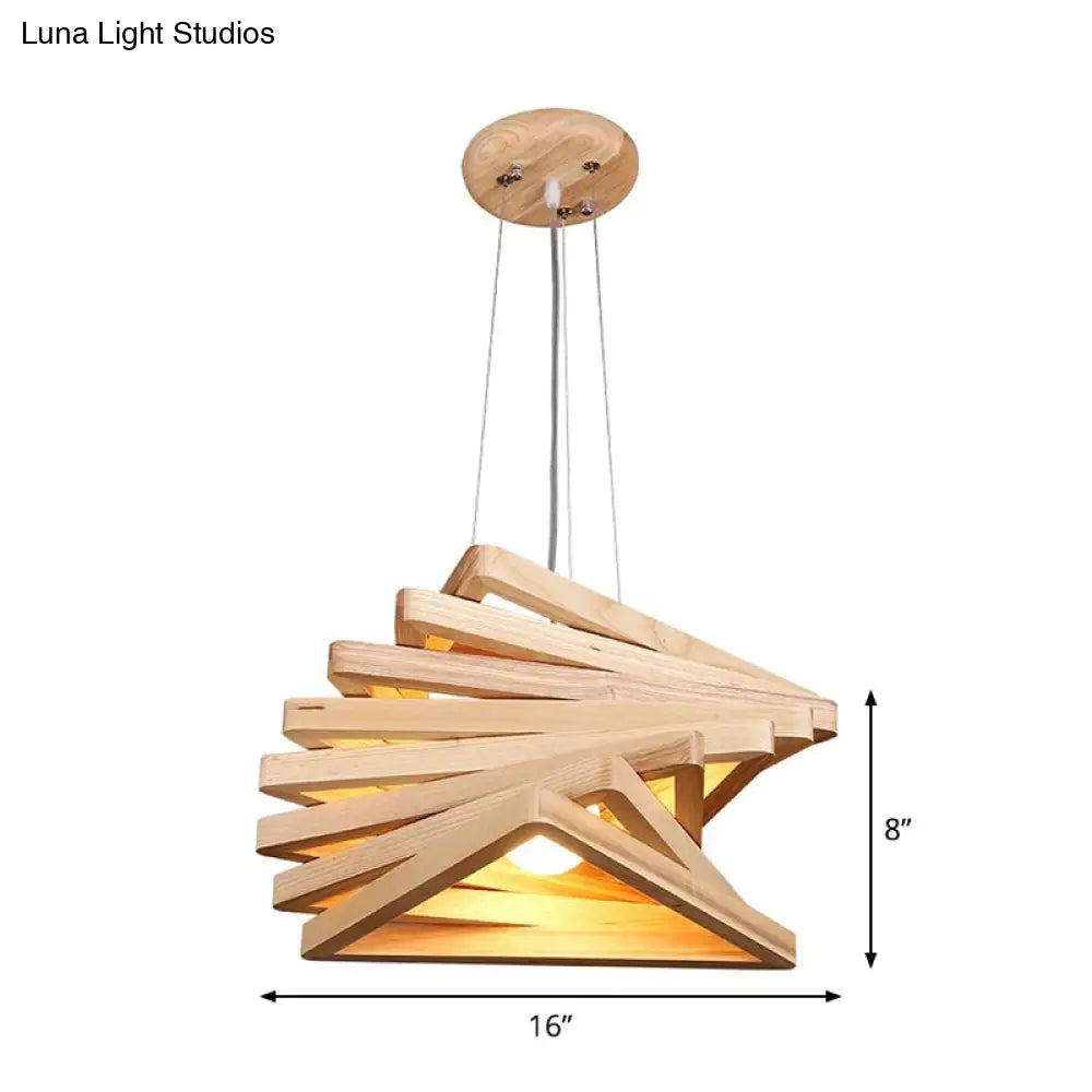 Modern Orb Bamboo Pendant Light - 1-Light Beige Suspended Fixture For Dining Table