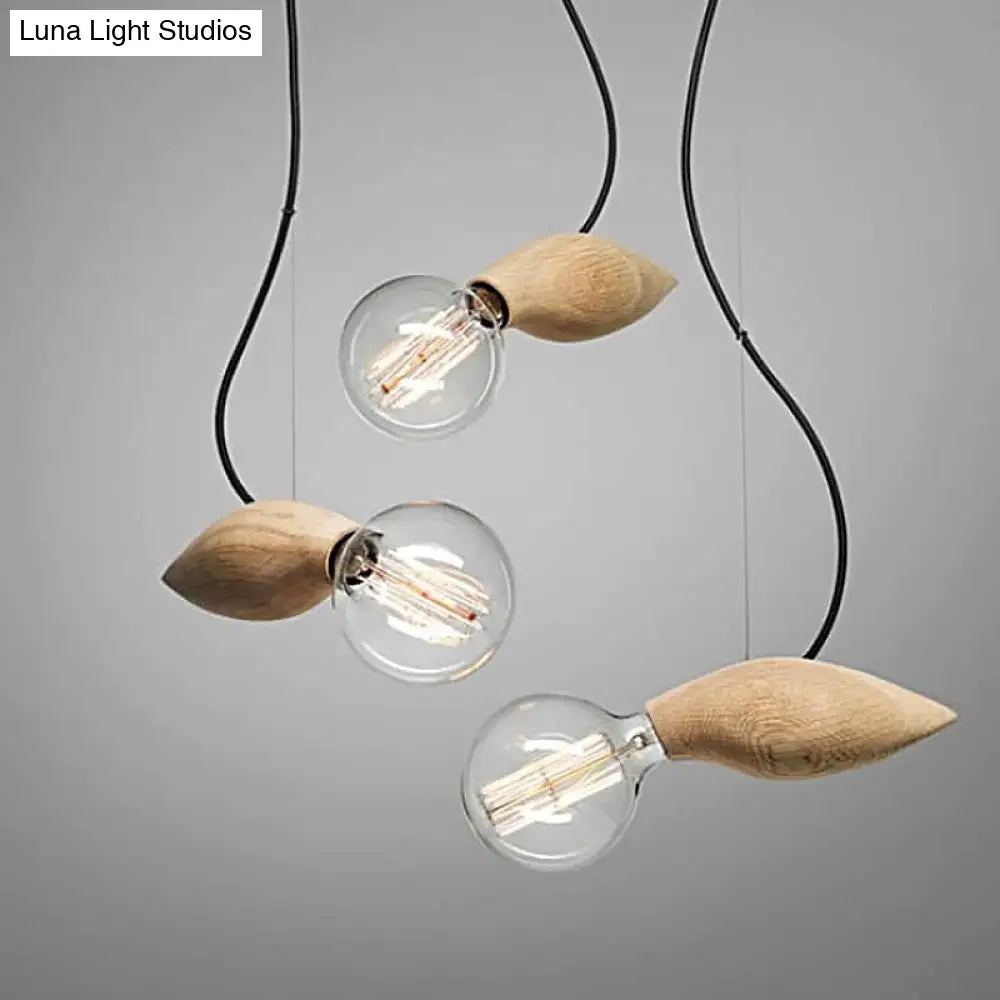 Modern Orb Bamboo Pendant Light - 1-Light Beige Suspended Fixture For Dining Table