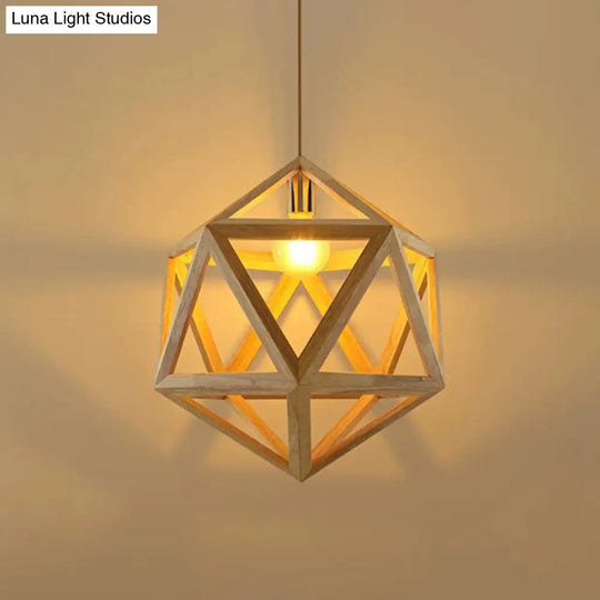 Bamboo Globe Pendant Light - Modern 1-Light Beige Fixture For Dining Table