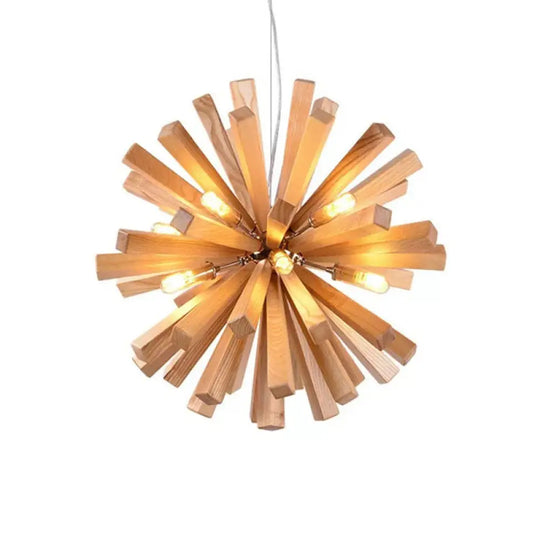 Modern Orb Bamboo Pendant Light - 1-Light Beige Suspended Fixture For Dining Table / B