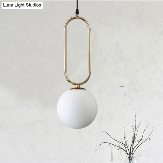 Modern Orb Milk Glass Pendant Light With Gold Finish - Ideal For Living Room