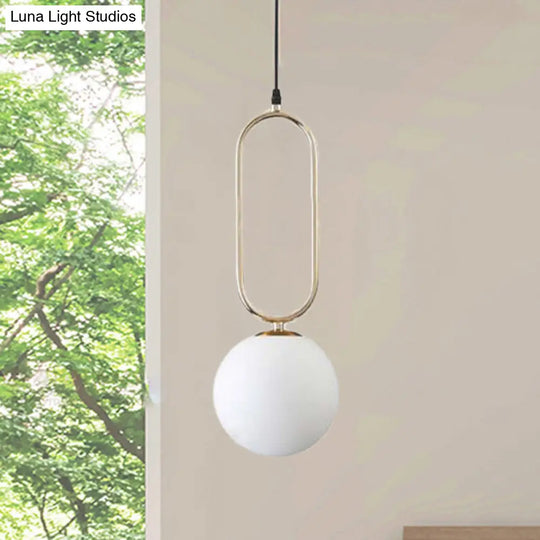 Modern Orb Pendant Light With Milk Glass Shade Gold Finish - Ideal For Living Room