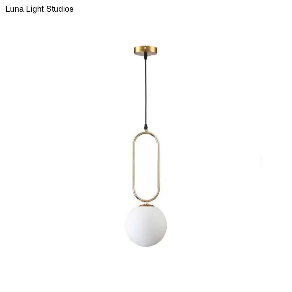 Modern Orb Pendant Light With Milk Glass Shade Gold Finish - Ideal For Living Room