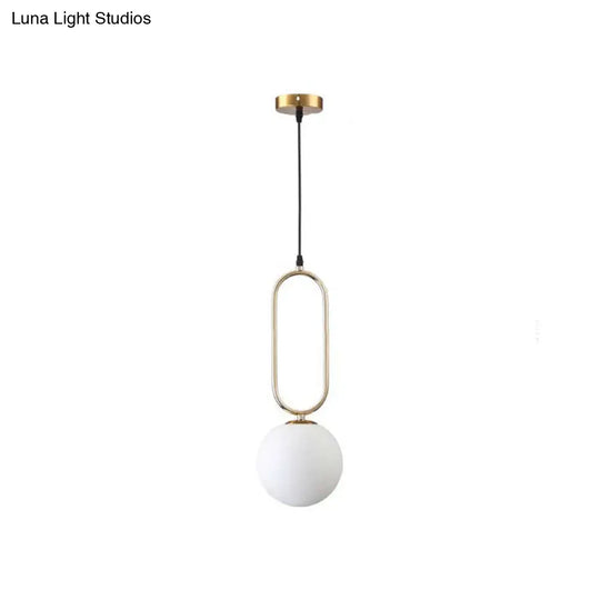 Modern Orb Pendant Light With Milk Glass Shade Gold Finish - Ideal For Living Room