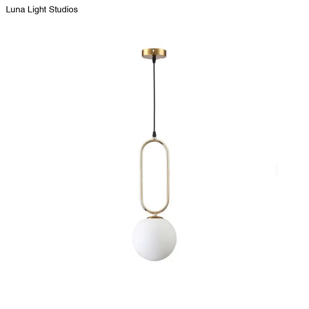 Modern Orb Milk Glass Pendant Light With Gold Finish - Ideal For Living Room