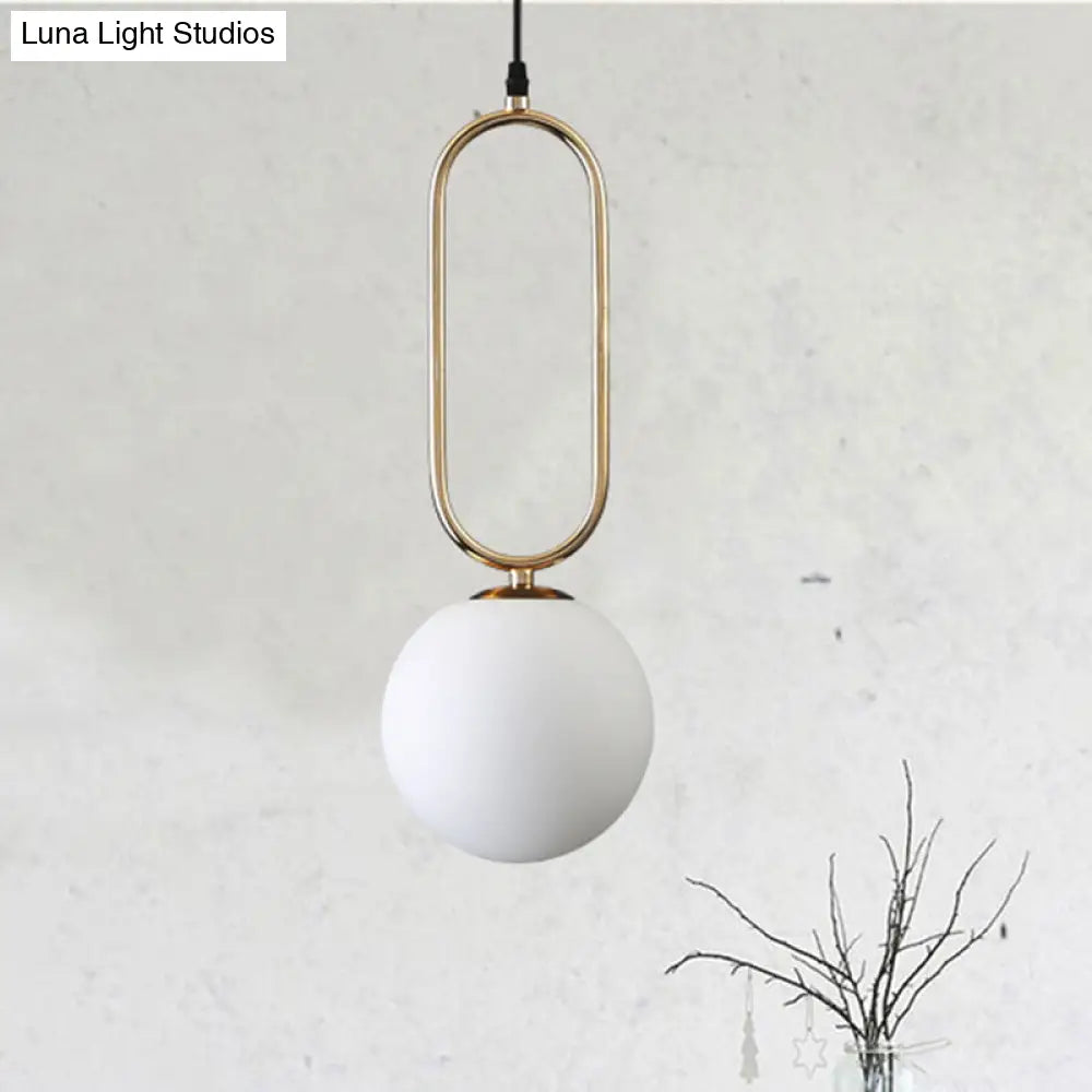 Modern Orb Pendant Light With Milk Glass Shade Gold Finish - Ideal For Living Room