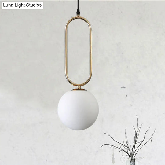 Modern Orb Pendant Light With Milk Glass Shade Gold Finish - Ideal For Living Room