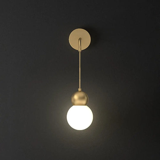 Modern Orb Wall Lamp With Milky Glass Shade - Elegant Gold Sconce Light / 5