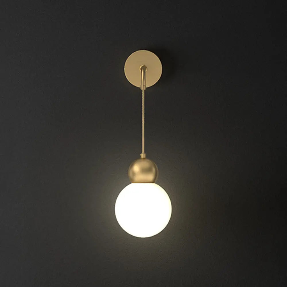 Modern Orb Wall Lamp With Milky Glass Shade - Elegant Gold Sconce Light / 6