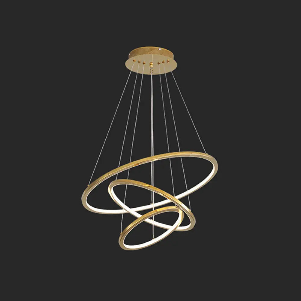 Modern Orbicular Chandelier Lamp - Metallic Simplicity Hanging Light For Living Room Gold /