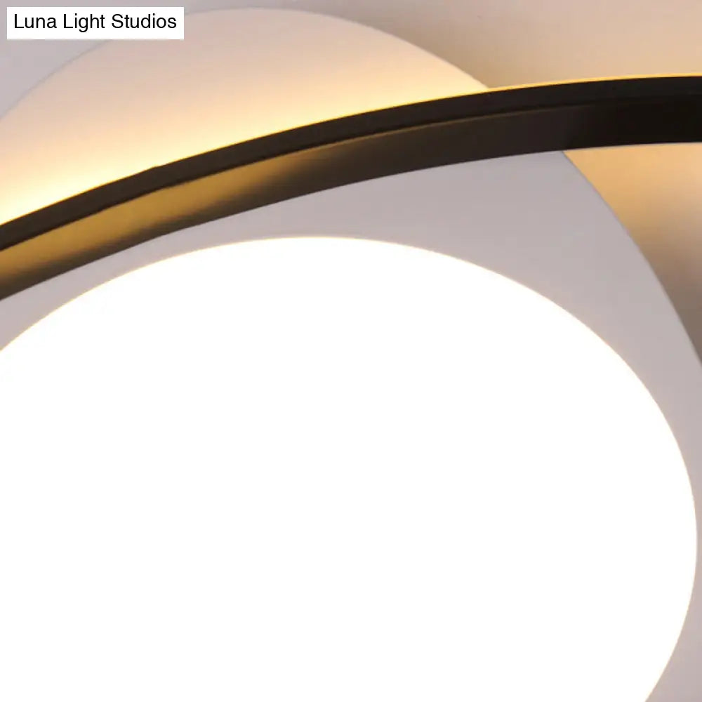 Modern Orbit Ceiling Flush Light - Led Bedroom Flushmount 18’/23’ Wide Black/White Acrylic