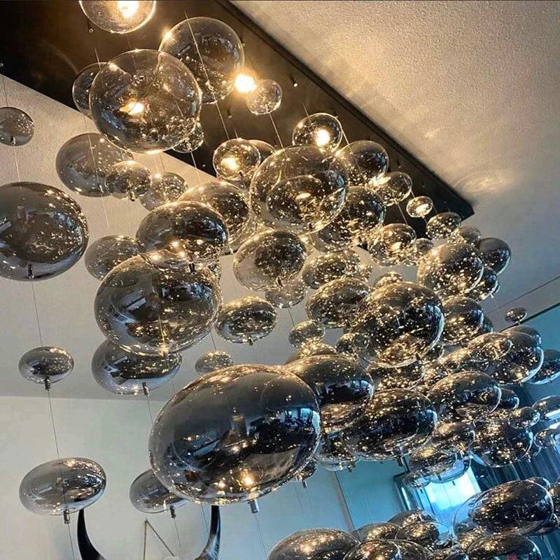Modern Oval Bubble Ball Led Chandelier Lighting Dining Room Light Fixtures L80Xw30Xh100Cm / Cold