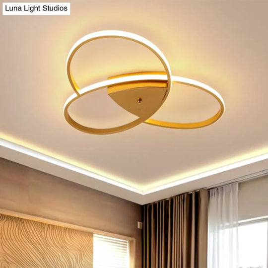 Modern Oval Ceiling Flush Metallic Led Bedroom Semi Mount Lighting - 19/25.5 Width Black/Gold