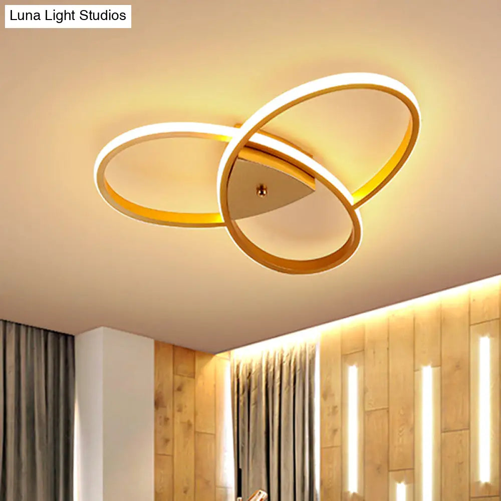 Modern Oval Ceiling Flush Metallic Led Bedroom Semi Mount Lighting - 19/25.5 Width Black/Gold