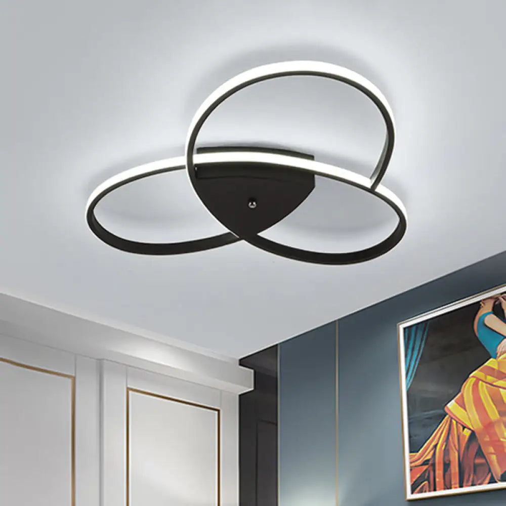 Modern Oval Ceiling Flush Metallic Led Bedroom Semi Mount Lighting - 19/25.5 Width Black/Gold