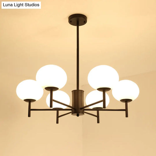 Postmodern Cream Glass Oval Ceiling Chandelier Stylish Living Room Suspension Light Fixture 6 /