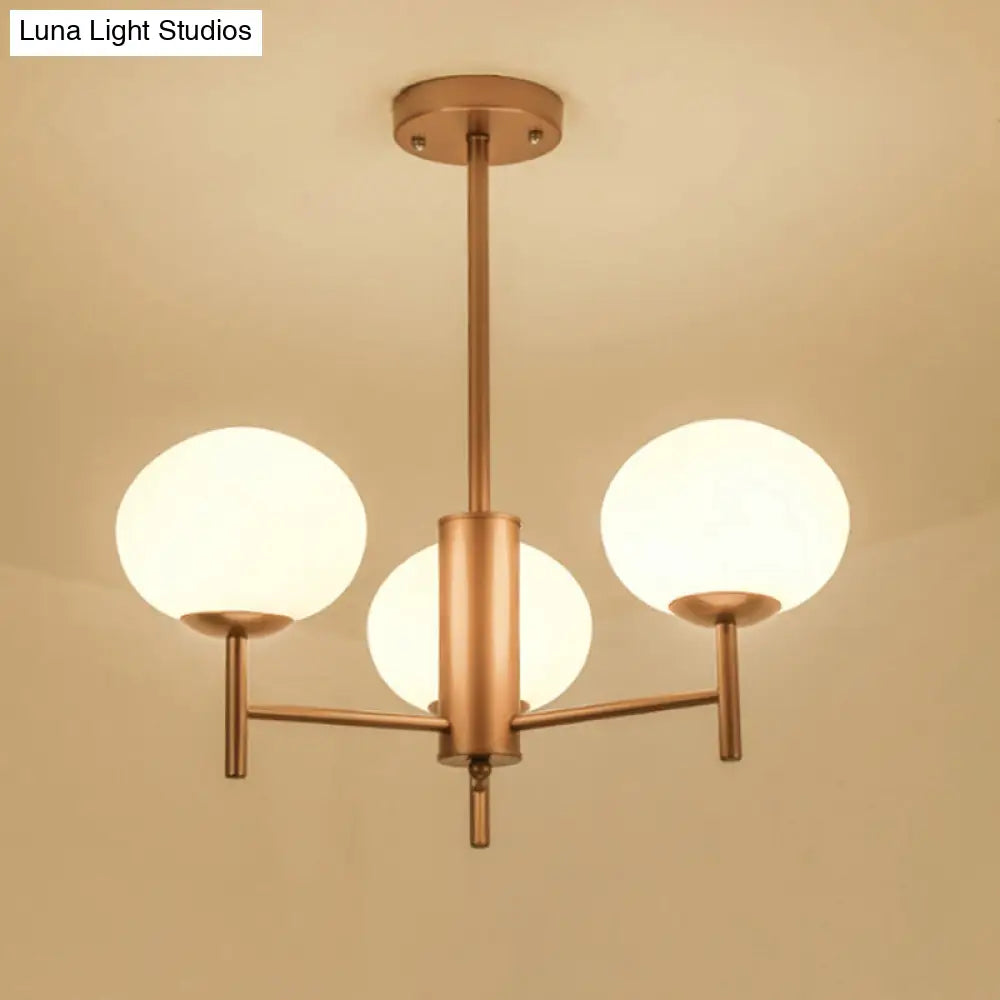 Postmodern Cream Glass Oval Ceiling Chandelier Stylish Living Room Suspension Light Fixture 3 / Gold