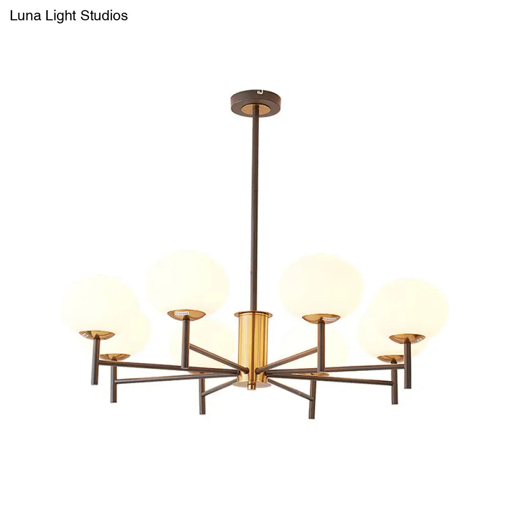 Postmodern Cream Glass Oval Ceiling Chandelier Stylish Living Room Suspension Light Fixture