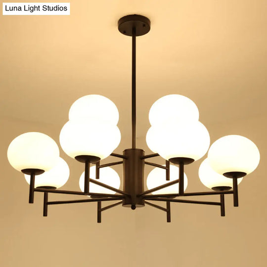 Postmodern Cream Glass Oval Ceiling Chandelier Stylish Living Room Suspension Light Fixture 12 /