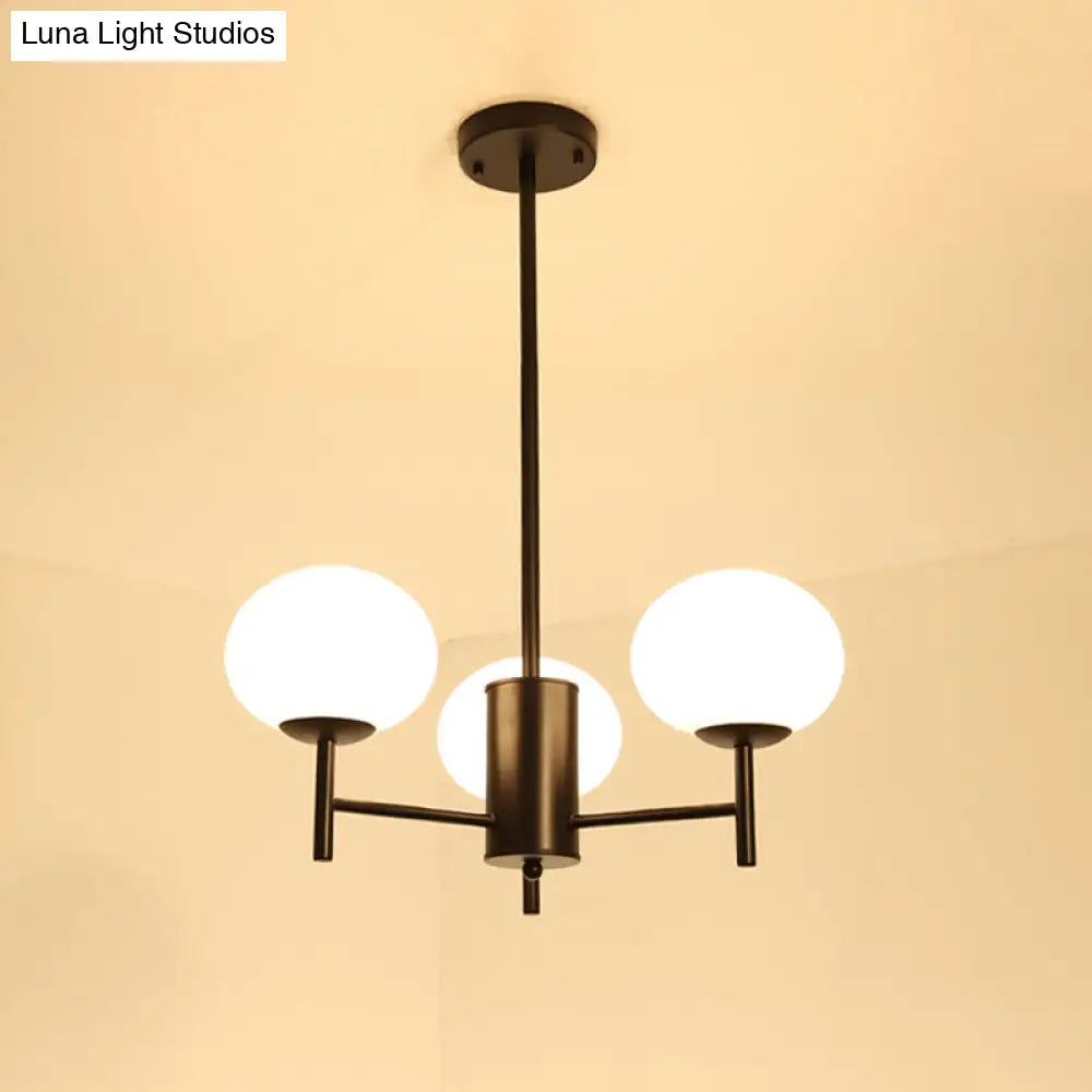 Postmodern Cream Glass Oval Ceiling Chandelier Stylish Living Room Suspension Light Fixture 3 /