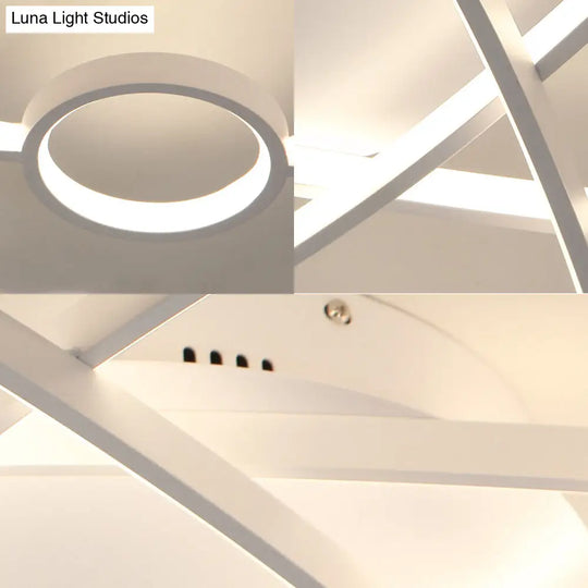 Modern Oval Flush Ceiling Lamp With Led Acrylic White/Coffee Finish In Warm Light - 23.5/31.5/39
