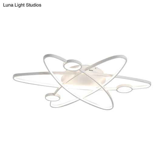 Modern Oval Flush Ceiling Lamp With Led Acrylic White/Coffee Finish In Warm Light -