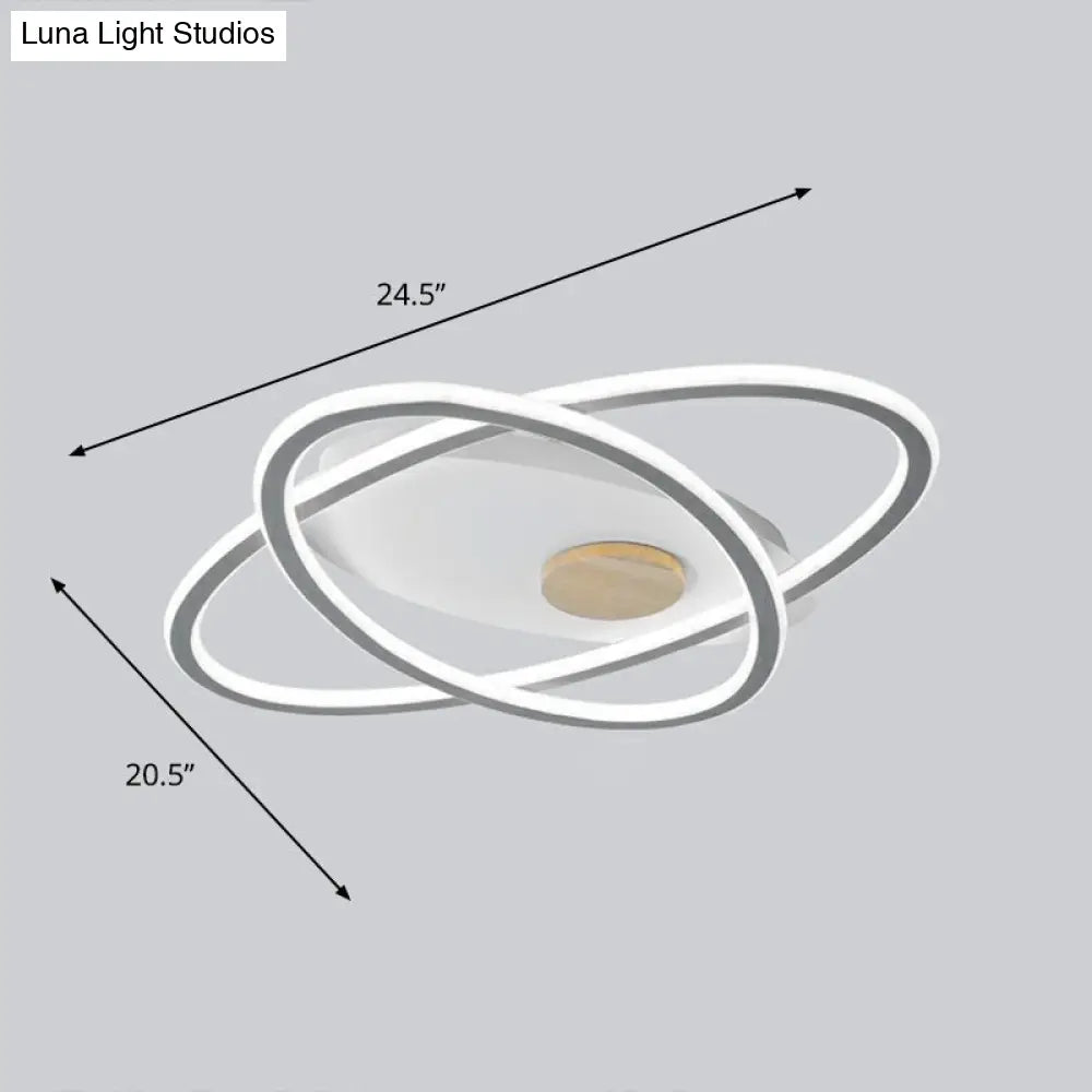 Modern Oval Flush Mount Led Ceiling Light Fixture For Bedroom Grey / 20.5(53Cm) White