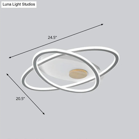 Modern Oval Flush Mount Led Ceiling Light Fixture For Bedroom Grey / 20.5(53Cm) White