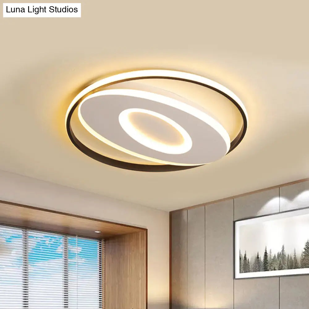 Modern Oval Flush Mount Lights - 16’/19.5’/23.5’ Unique Ceiling Light Fixture In Warm/White Acrylic