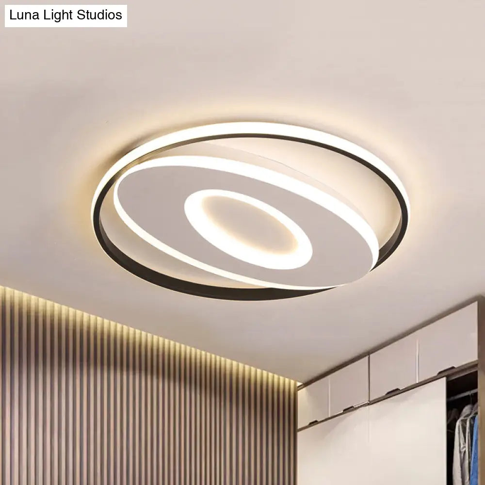 Modern Oval Flush Mount Lights - 16’/19.5’/23.5’ Unique Ceiling Light Fixture In Warm/White Acrylic