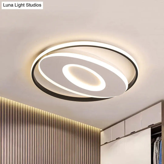 Modern Oval Flush Mount Lights - 16’/19.5’/23.5’ Unique Ceiling Light Fixture In Warm/White Acrylic