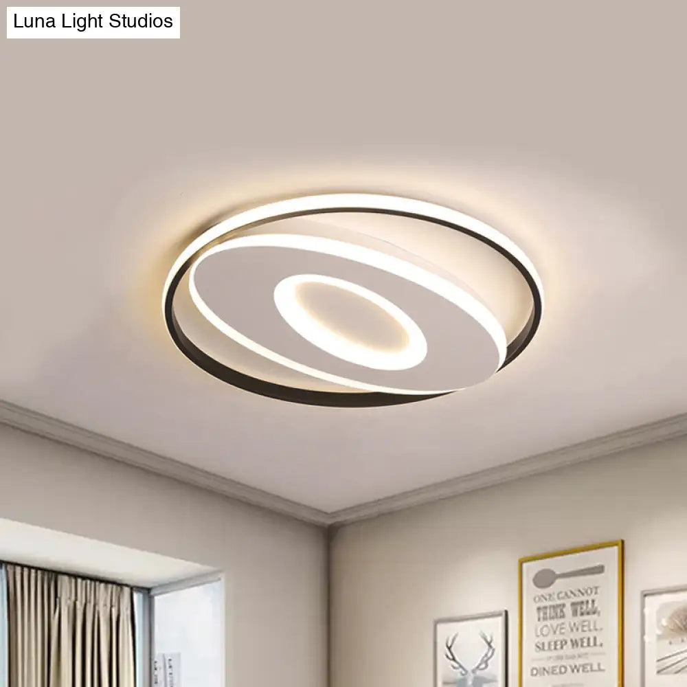 Modern Oval Flush Mount Lights - 16’/19.5’/23.5’ Unique Ceiling Light Fixture In Warm/White Acrylic