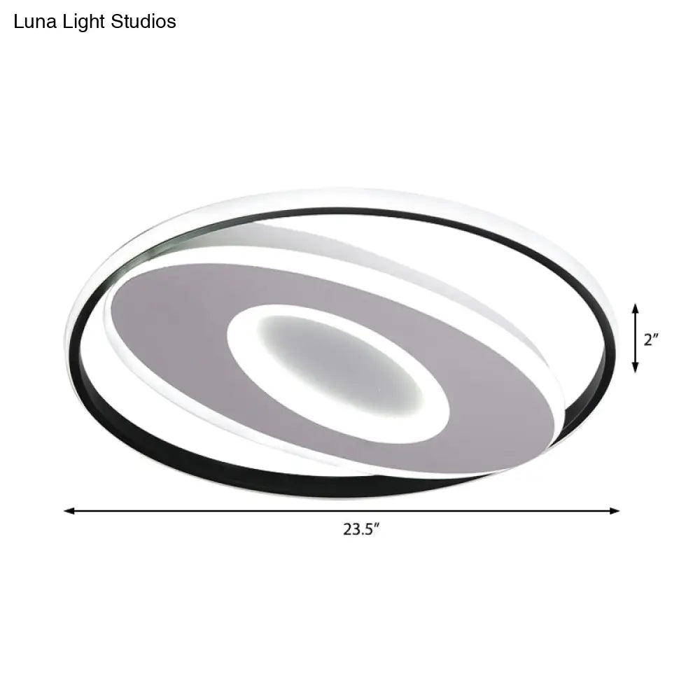 Modern Oval Flush Mount Lights - 16’/19.5’/23.5’ Unique Ceiling Light Fixture In Warm/White Acrylic