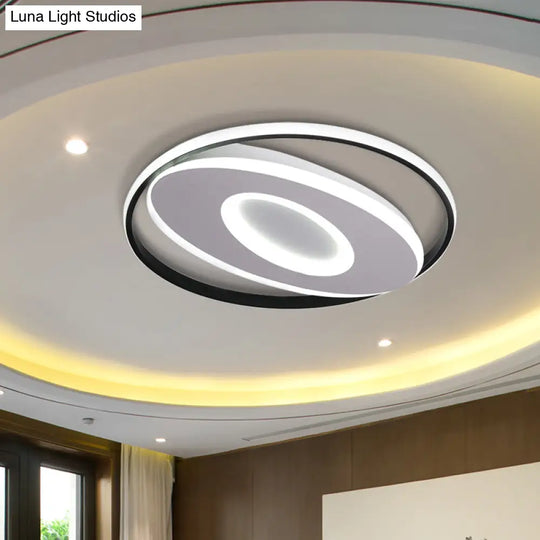 Modern Oval Flush Mount Lights - 16’/19.5’/23.5’ Unique Ceiling Light Fixture In Warm/White Acrylic