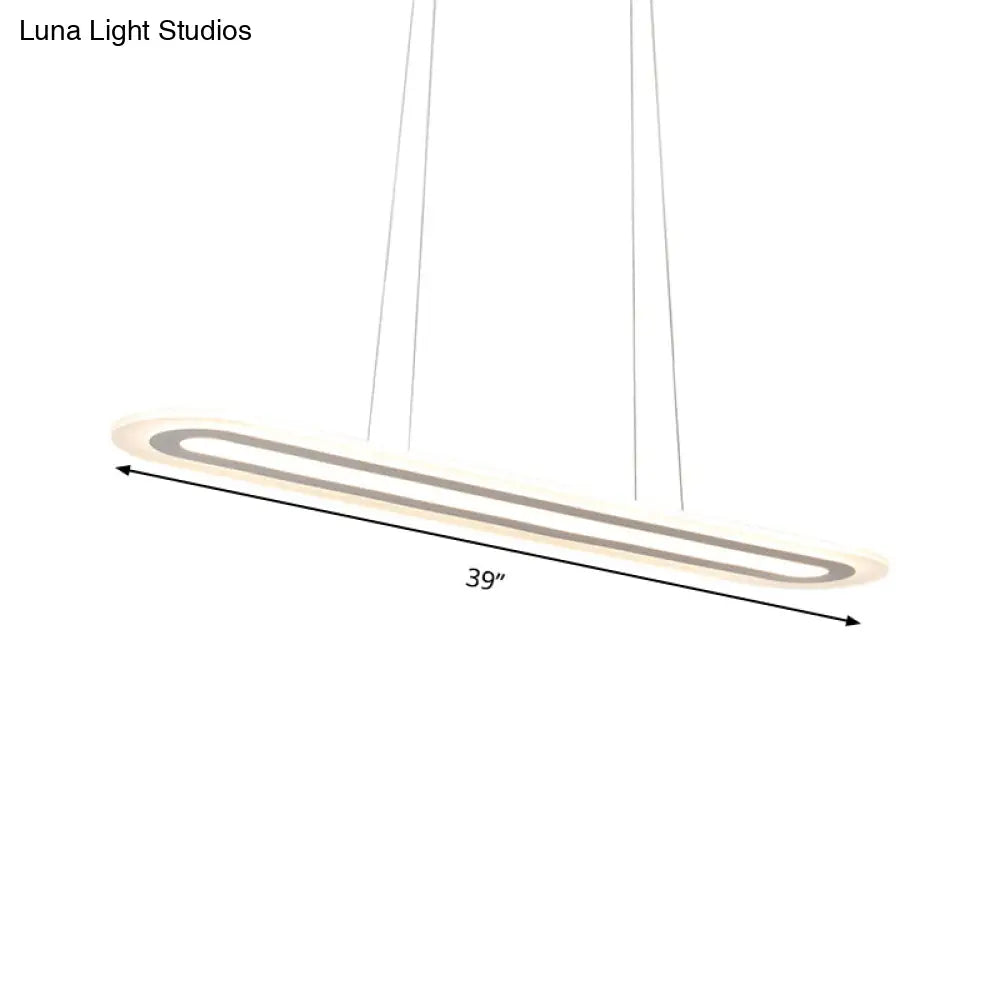 Simplicity Led Acrylic Hanging Lamp Kit - White Oval Ceiling Pendant In Warm/White/Natural Light