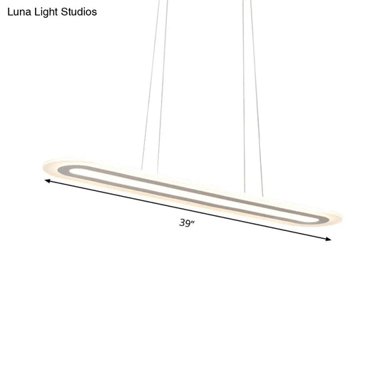 Simplicity Led Acrylic Hanging Lamp Kit - White Oval Ceiling Pendant In Warm/White/Natural Light