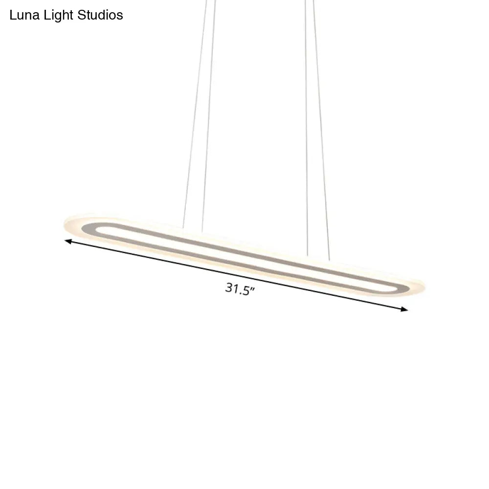 Simplicity Led Acrylic Hanging Lamp Kit - White Oval Ceiling Pendant In Warm/White/Natural Light