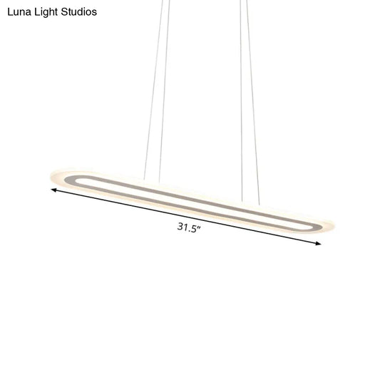 Simplicity Led Acrylic Hanging Lamp Kit - White Oval Ceiling Pendant In Warm/White/Natural Light