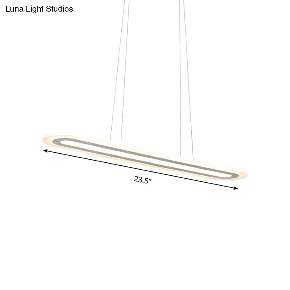 Simplicity Led Acrylic Hanging Lamp Kit - White Oval Ceiling Pendant In Warm/White/Natural Light