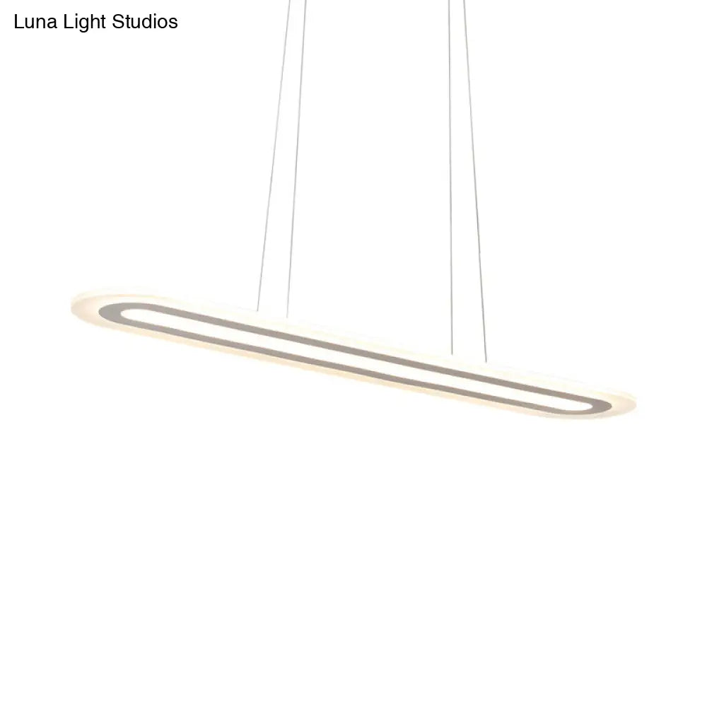 Simplicity Led Acrylic Hanging Lamp Kit - White Oval Ceiling Pendant In Warm/White/Natural Light