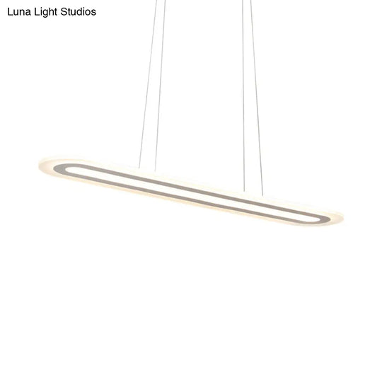 Simplicity Led Acrylic Hanging Lamp Kit - White Oval Ceiling Pendant In Warm/White/Natural Light