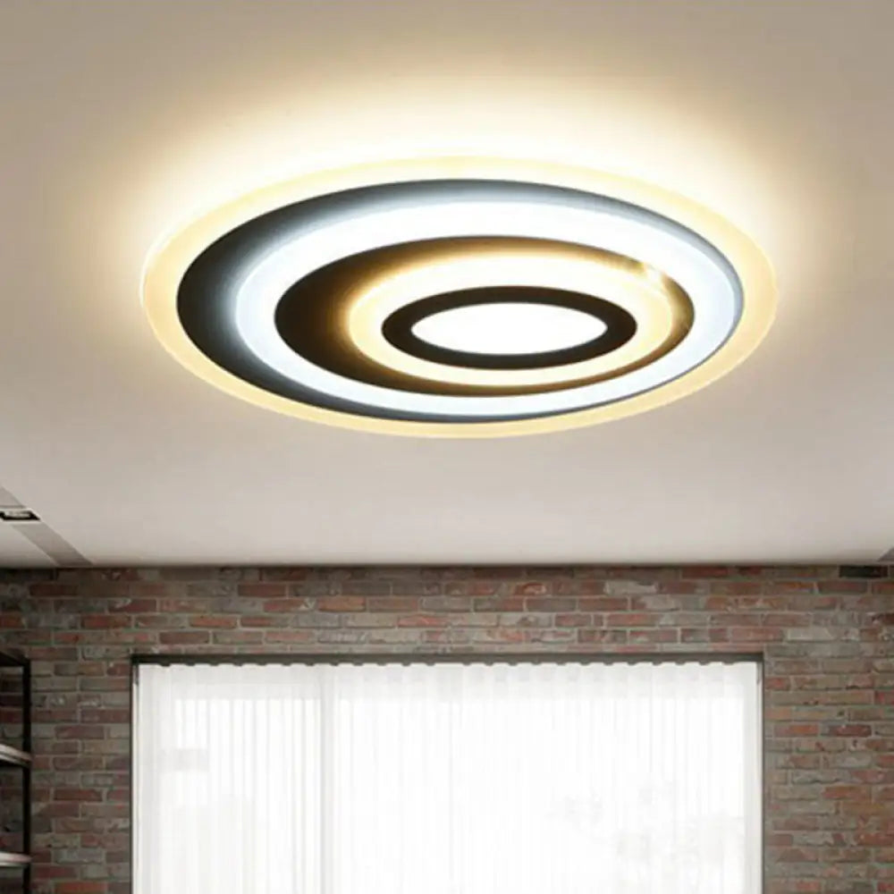 Modern Oval Led Flush Mount Ceiling Light In White Acrylic For Bedrooms / 15.5 2 Color