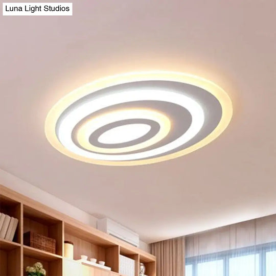 Modern Oval Led Flush Mount Ceiling Light In White Acrylic For Bedrooms