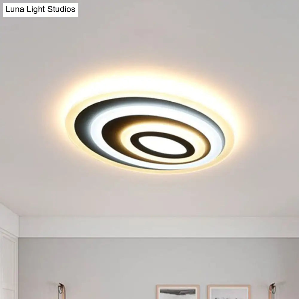 Modern Oval Led Flush Mount Ceiling Light In White Acrylic For Bedrooms