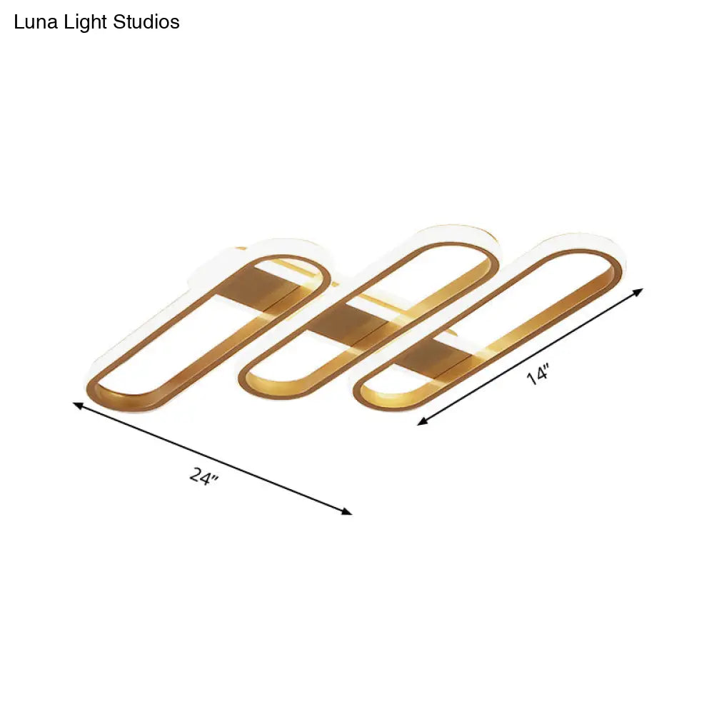 Modern Oval Led Gold Ceiling Lamp – Acrylic Flush Mount Lighting In Warm/White Light - Ideal For