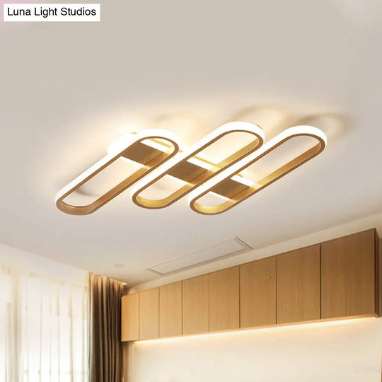 Modern Oval Led Gold Ceiling Lamp Acrylic Flush Mount Lighting In Warm/White Light - Ideal For