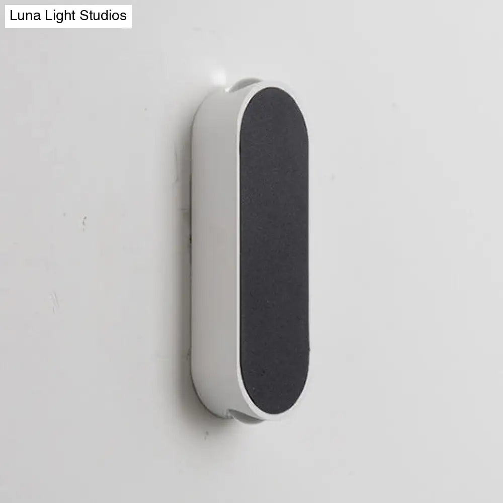 Modern Oval Led Wall Sconce Light - Sleek Black Aluminum Design Warm/White Lighting For Bedroom