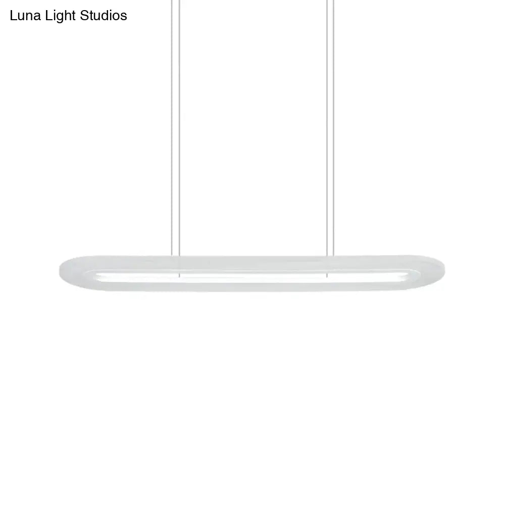 Modern Led Oval Office Ceiling Pendant | Acrylic 31.5/39 Wide Warm/White/Natural Light