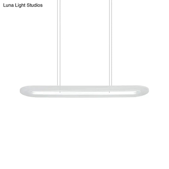 Modern Led Oval Office Ceiling Pendant | Acrylic 31.5/39 Wide Warm/White/Natural Light